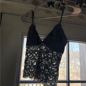 aerie Black Lace Tank Top